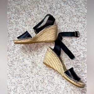 J Crew Wedges with Black Leather